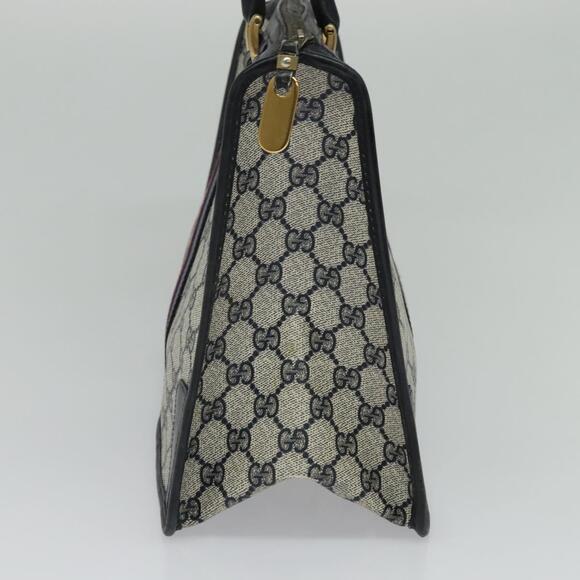 GUCCI GG Supreme Sherry Line Hand Bag Pvc Navy Gold - Picture 4 of 16